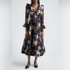 Zimmermann Black Floral Long Sleeve Dress